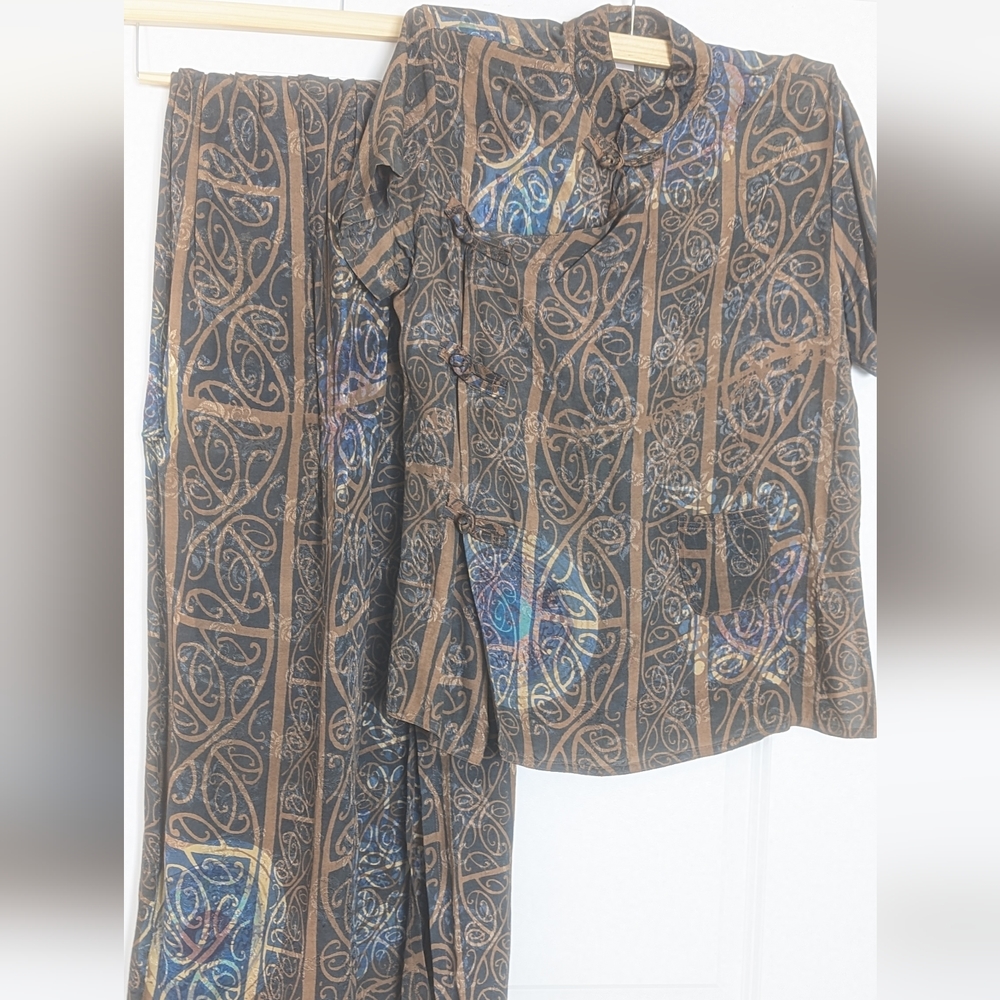 Women's MISSION CANYON Santa Barbara SKIRT Top One Size Purple Gold Sari Fabric